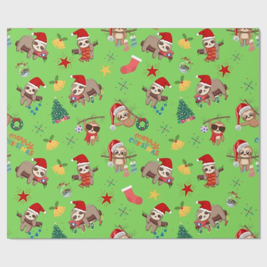 Sloth Christmas Wrapping Paper Geschenkpapier (Flach)