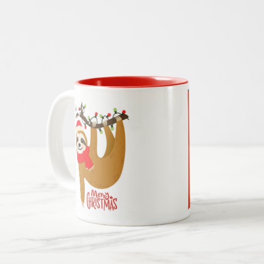 Sloth Christmas Zweifarbige Tasse (Vorderseite Links)