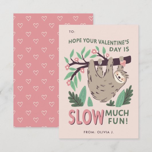 Sloth Classroom Valentine's Exchange Card Einladung (Vorne/Hinten)