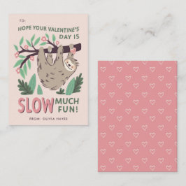 Sloth Classroom Valentine's Exchange Note Card Mitteilungskarte