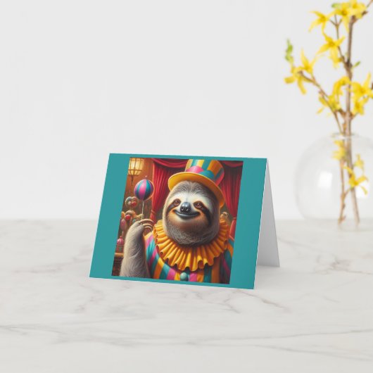 Sloth Clown Karte (Gelbe Blume)