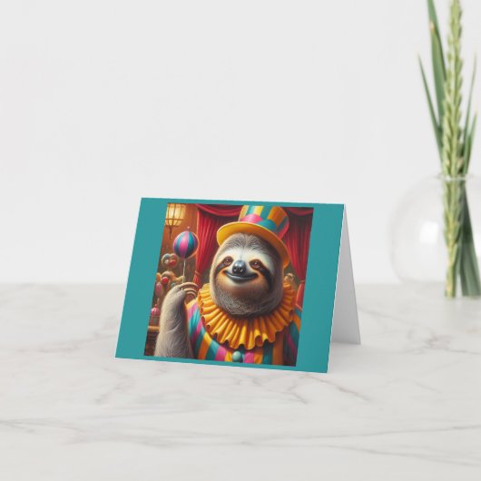 Sloth Clown Karte (Vorderseite)