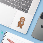 Sloth Coffee Aufkleber (Laptop mit iPhone)