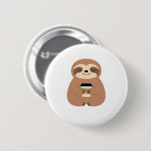 Sloth Coffee Time Classic T - Shirt Button (Vorne & Hinten)