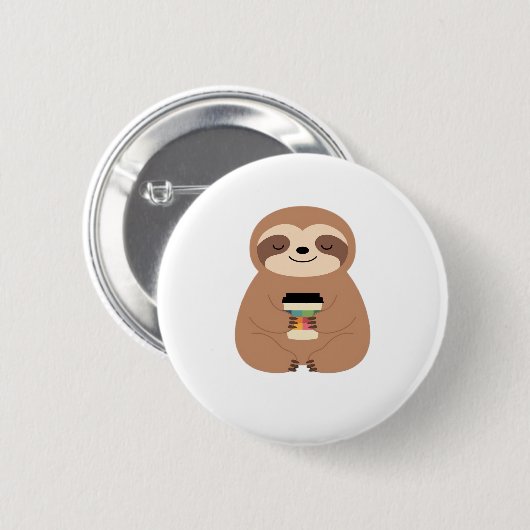 Sloth Coffee Time Classic T - Shirt Button (Vorne & Hinten)