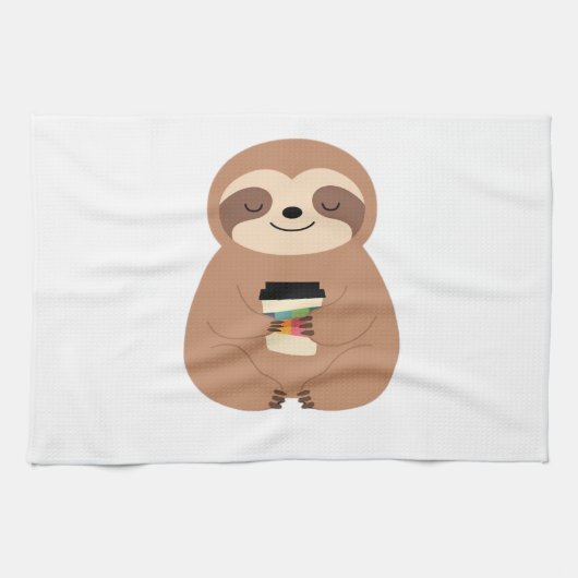 Sloth Coffee Time Classic T-Shirt Geschirrtuch (Horizontal)