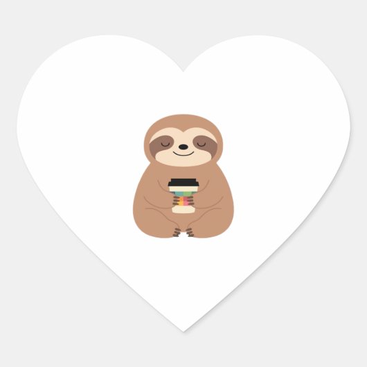 Sloth Coffee Time Classic T - Shirt Herz-Aufkleber (Vorderseite)