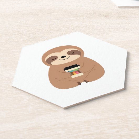 Sloth Coffee Time Classic T - Shirt Untersetzer (angewinkelt)