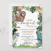 Sloth Come Hang mit uns Geburtstag Einladung (Vorderseite)