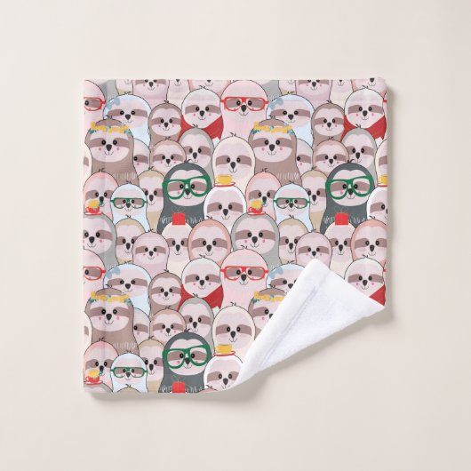 Sloth-Comic-Muster Badhandtuch Set (Waschlappen)