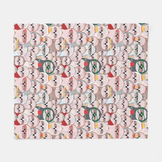 Sloth-Comic-Muster Fleecedecke (Vorderseite (Horizontal))