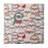 Sloth-Comic-Muster Fliese (Vorderseite)