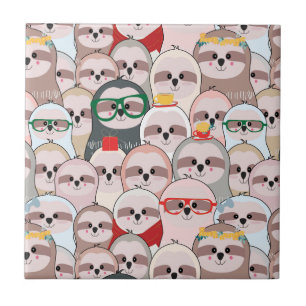 Sloth-Comic-Muster Fliese