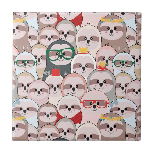 Sloth-Comic-Muster Fliese (Vorderseite)