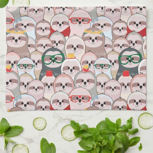Sloth-Comic-Muster Geschirrtuch (Gefaltet)