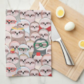 Sloth-Comic-Muster Geschirrtuch (Viertel Falte)