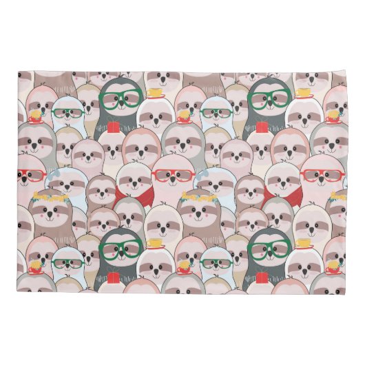 Sloth-Comic-Muster Kissenbezug (Rückseite-Links)