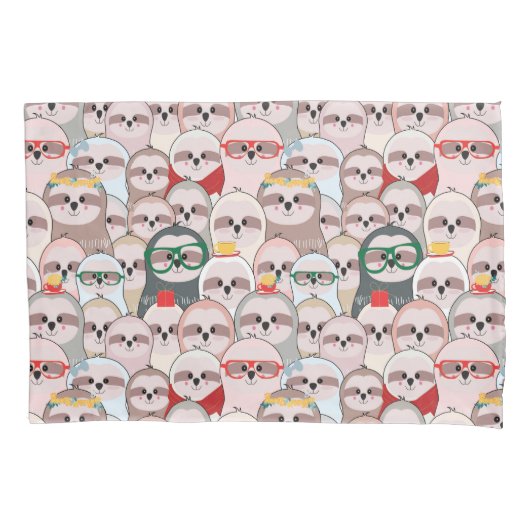 Sloth-Comic-Muster Kissenbezug (Vorderseite-Links)