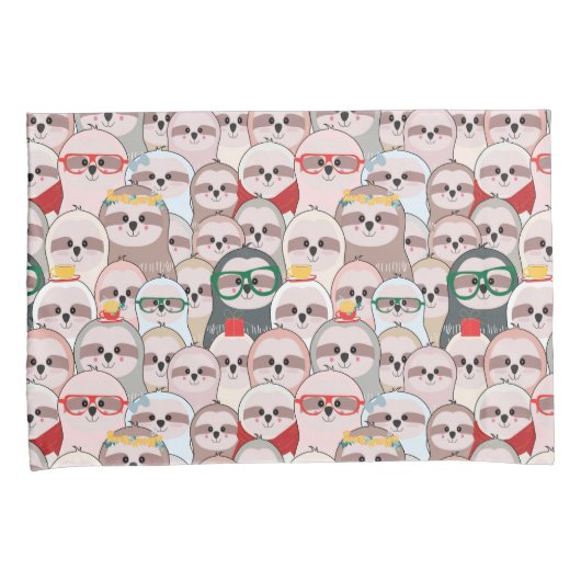 Sloth-Comic-Muster Kissenbezug (Vorderseite-Rechts)