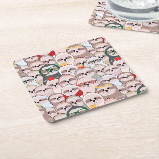 Sloth-Comic-Muster Rechteckiger Pappuntersetzer (angewinkelt)