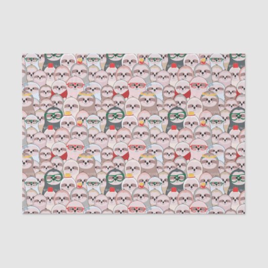 Sloth-Comic-Muster Seidenpapier (Vorderseite)