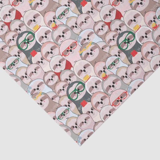 Sloth-Comic-Muster Seidenpapier (Ausschnitt)