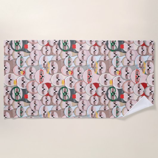 Sloth-Comic-Muster Strandtuch (Vorderseite)