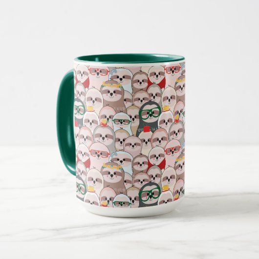 Sloth-Comic-Muster Tasse (Vorderseite Links)