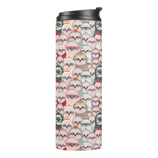 Sloth-Comic-Muster Thermosbecher (Nach links gedreht)