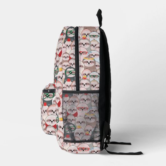 Sloth Comic Pattern Bedruckter Rucksack (Rechts)