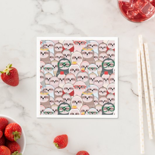 Sloth Comic Pattern Serviette (Beispiel)