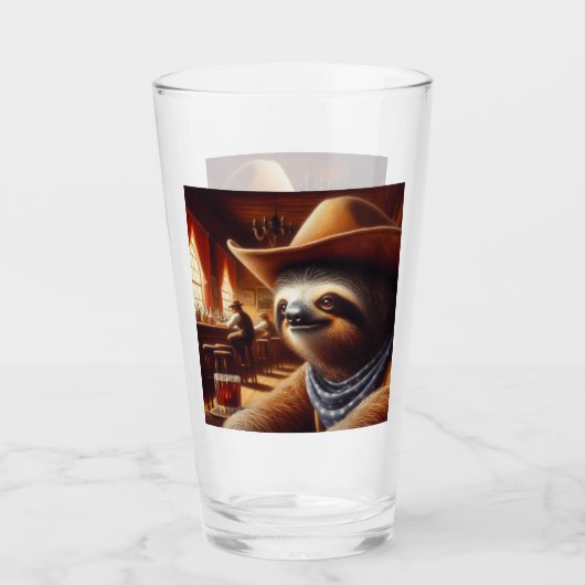 Sloth Cowboy in Saloon Glas (Vorderseite)