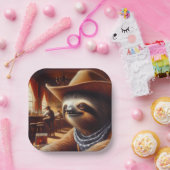Sloth Cowboy in Saloon Pappteller (Party)