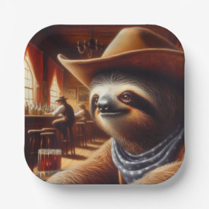 Sloth Cowboy in Saloon Pappteller