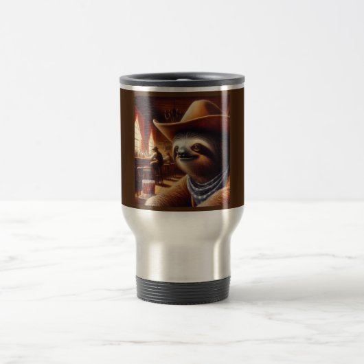 Sloth Cowboy in Saloon Reisebecher (Mittel)
