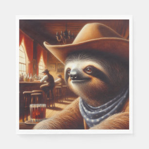 Sloth Cowboy in Saloon Serviette