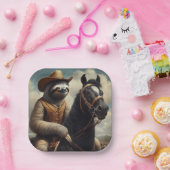 Sloth Cowboy Pappteller (Party)