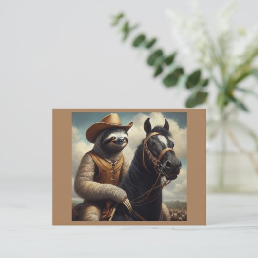 Sloth Cowboy Postkarte (Stehend Vorderseite)