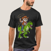 Sloth Cowboy Riding T-Rex Dinosaur T-Shirt (Vorderseite)