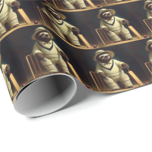 Sloth Cricket Player Geschenkpapier (Rolleneckpunkt)