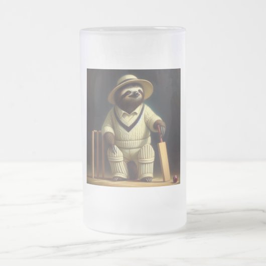 Sloth Cricket Player Mattglas Bierglas (Mittel)