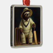 Sloth Cricket Player Ornament Aus Metall (Rechts)