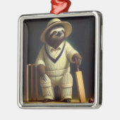 Sloth Cricket Player Ornament Aus Metall (Links)