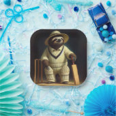 Sloth Cricket Player Pappteller (Party)