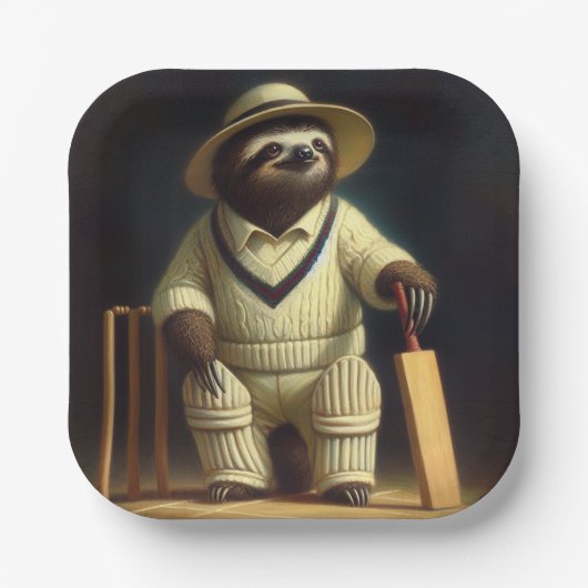 Sloth Cricket Player Pappteller (Vorderseite)