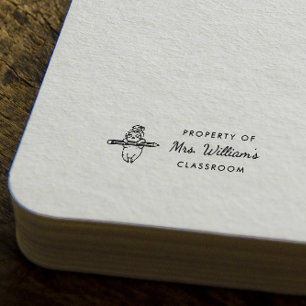 Sloth - Custom Teacher Name Book Class Gummistempel