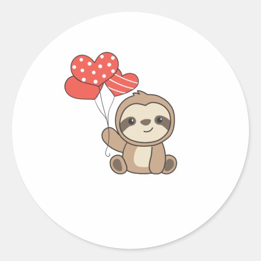 Sloth Cute Animals With Hearts Favorite Animal Runder Aufkleber (Vorderseite)