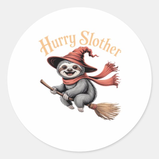 Sloth Cute Halloween Witch Funny Essential T-Shirt Runder Aufkleber (Vorderseite)