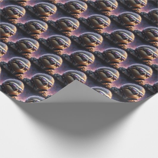 Sloth Cyberpunk Geschenkpapier (Ecke)