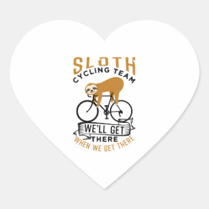 Sloth Cycling Team Herz-Aufkleber